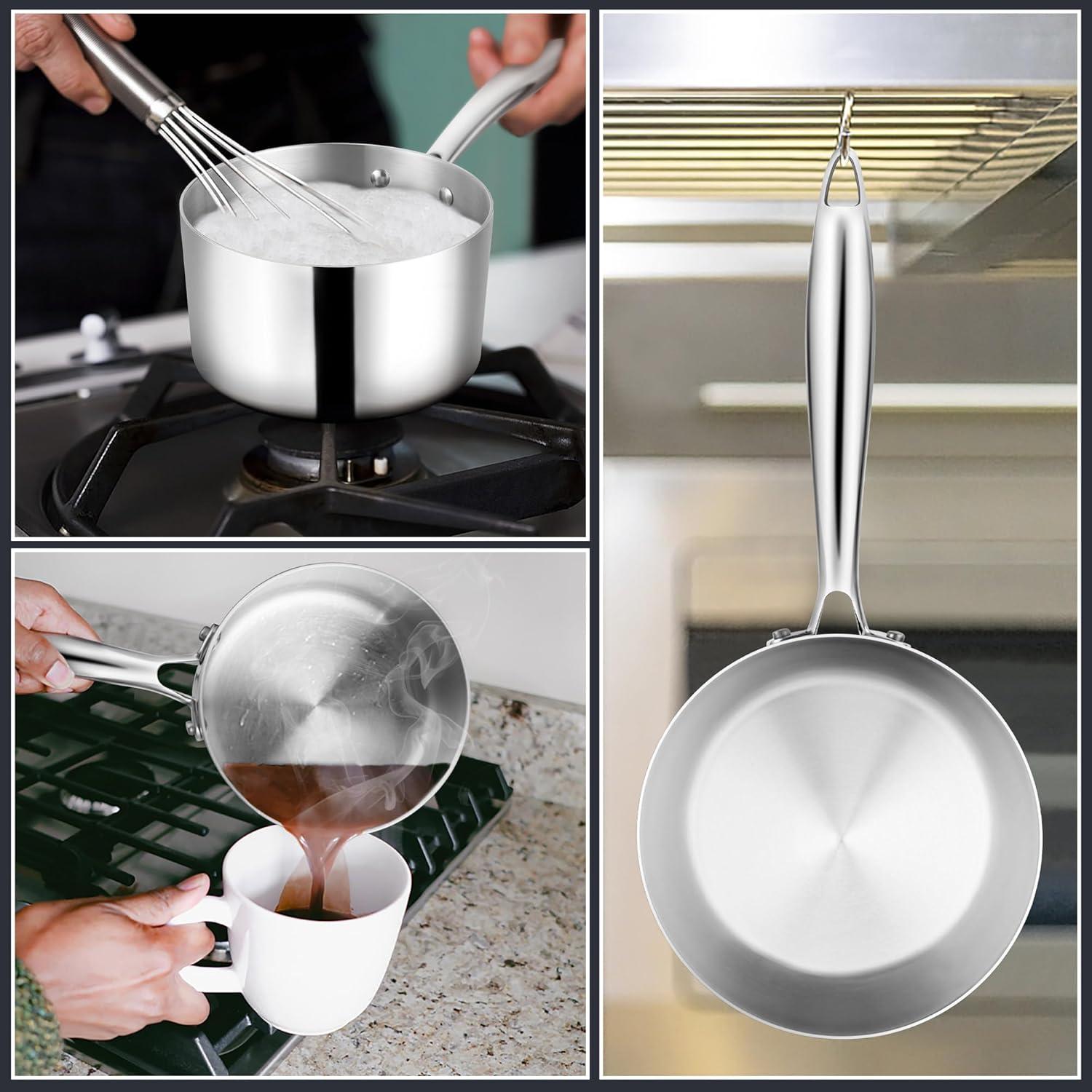 Herogo Stielkasserolle 16cm Edelstahl Induktion Milchtopf 1,7L