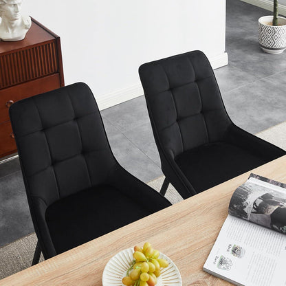 Samt Esszimmerstühle 2er Set mit gepolstertem Sitz & Metallbeinen