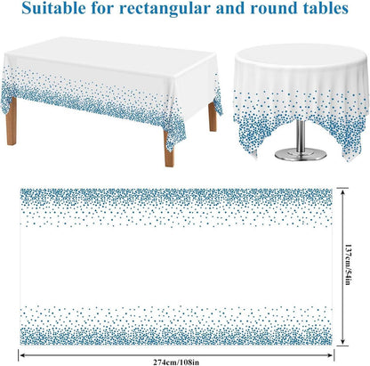 Weiße und Blaue Party Tischdecke 137 x 274 cm wasserdicht