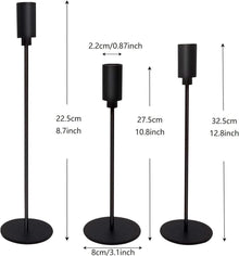 URHELP Kerzenständer Set 3 Stück Schwarz 24-29-34 cm
