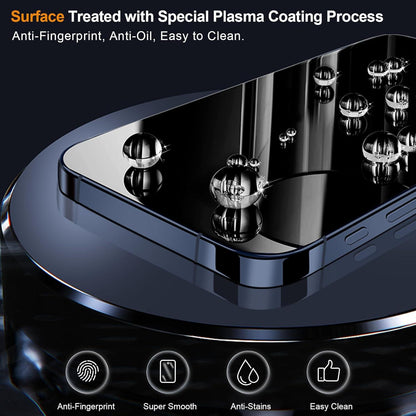 iPhone 15 Pro Max Panzer Schutz Glas 3 Stück Set - 9H Härte, Kameraschutz, Anti-Kratzer - Lila