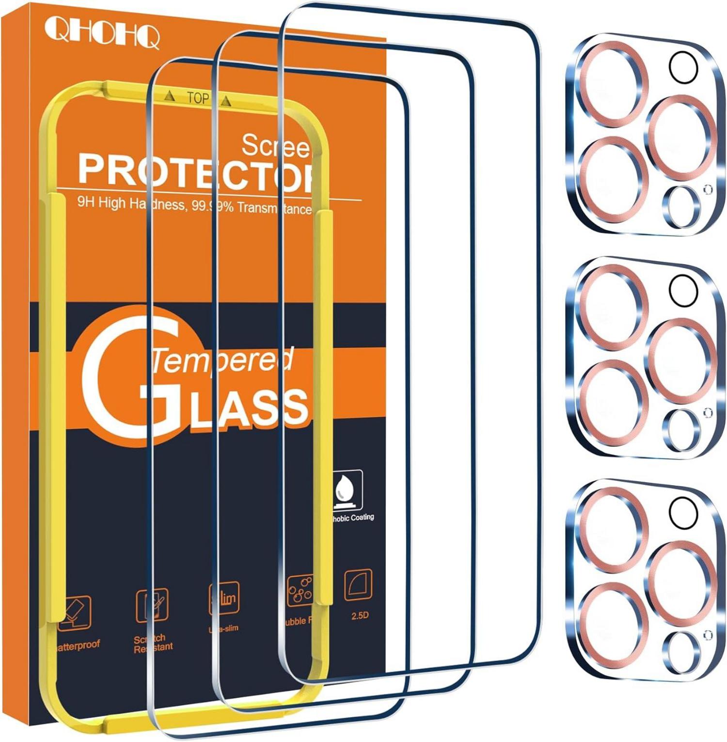 Panzer Schutzglas für iPhone 15 Pro Max mit Kameraschutz