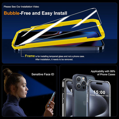 Panzerglas für iPhone 15 Pro Max Kameraschutz 9H Displayschutzfolie