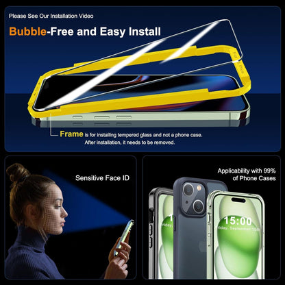 Panzer Schutz Glas für iPhone 15 Plus 6,7 Zoll, 3
