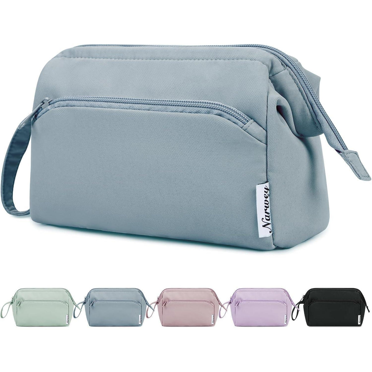 Kulturtasche Damen mit Weit Offenem Design, Graublau