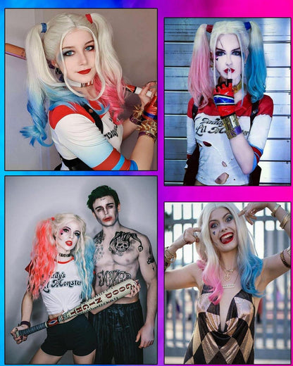 Quinn Cosplay Kostüm Zubehör Perücke Choker Armband Stick