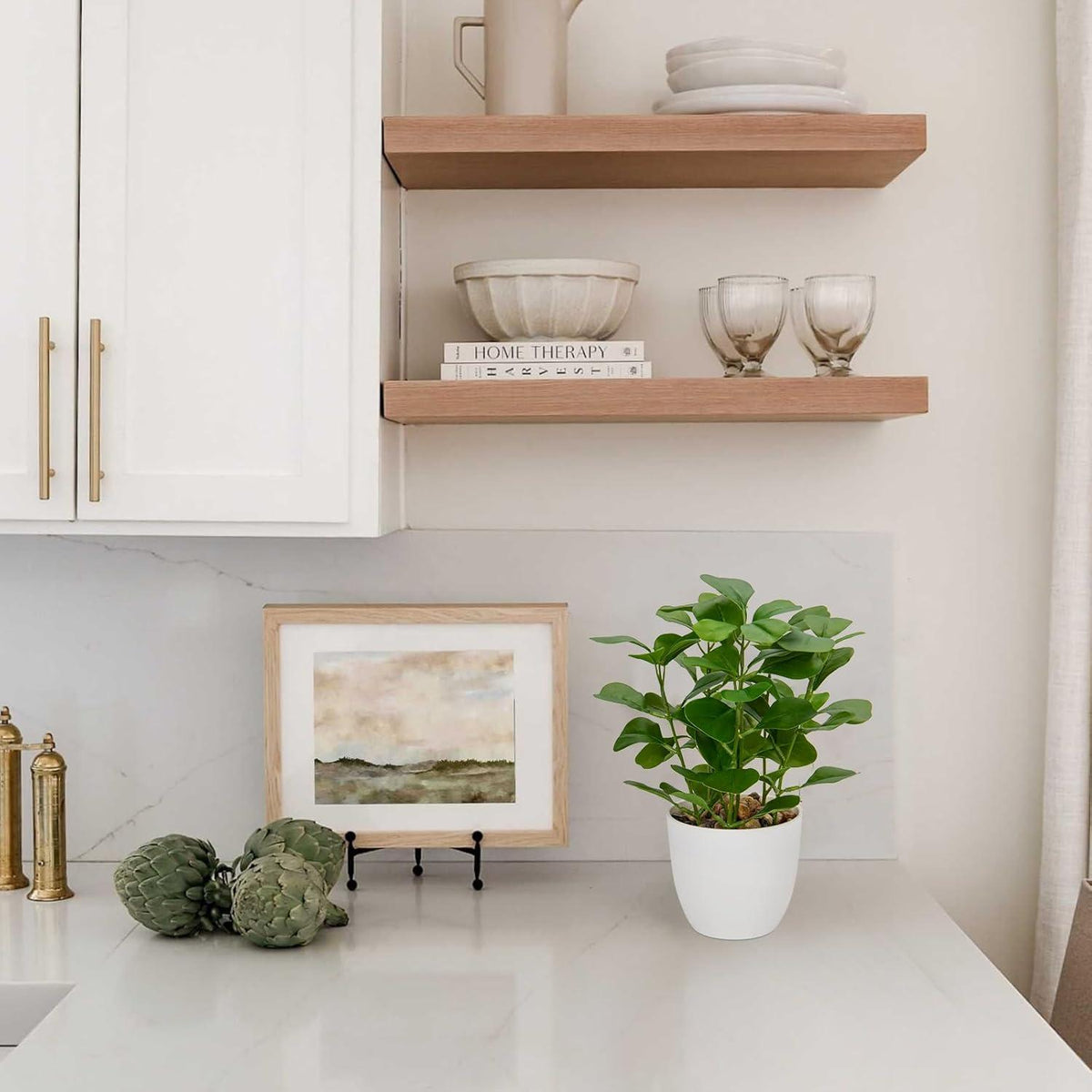 2er Set Künstliche Ficus Dekopflanze für Wohnzimmer Fensterbank
