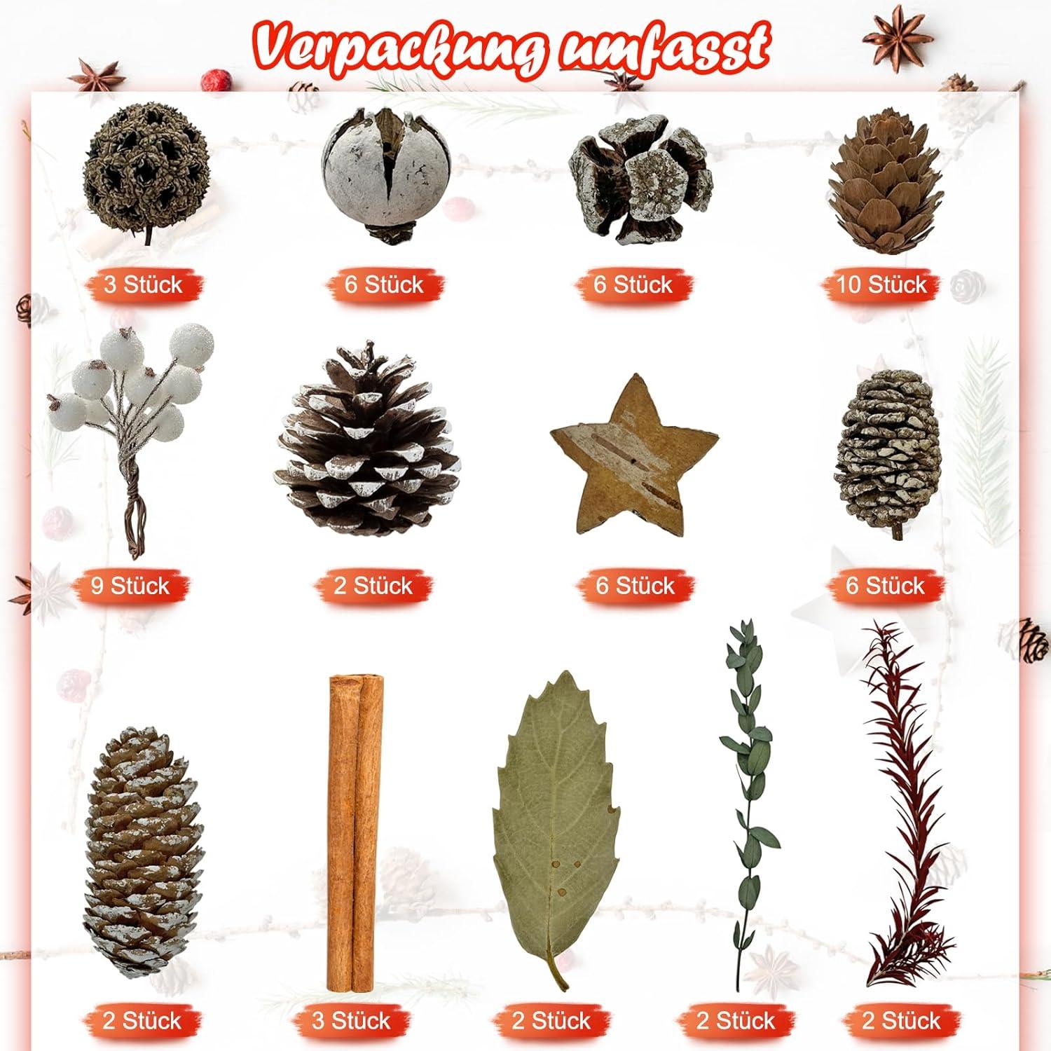 Pextian Adventskranz Deko Set 68PCS Weihnachtsdeko