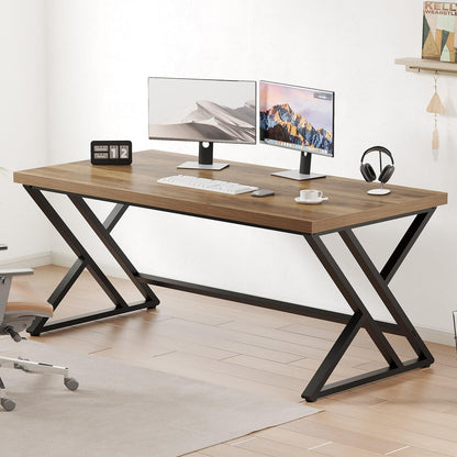 Großer Schreibtisch Metall Holz 152cm für Home Office & Lernen