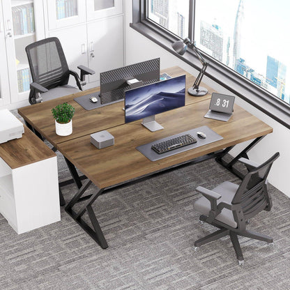 Großer Schreibtisch Metall Holz 152cm für Home Office & Lernen