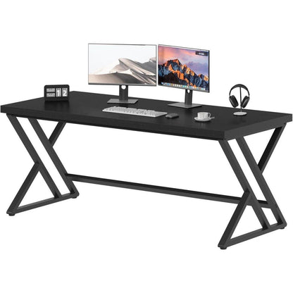 Schreibtisch Metall Holz 152cm Schwarz | Moderner Arbeitsplatz mit viel Platz