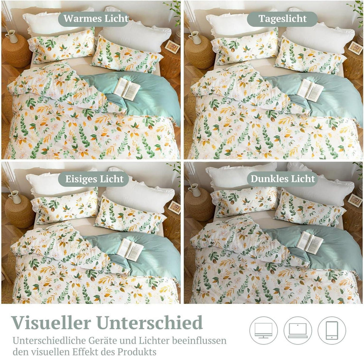 Bettwäsche Baumwolle Leinenoptik 220x240 ÖkoTex 100% gewaschen Allergiker