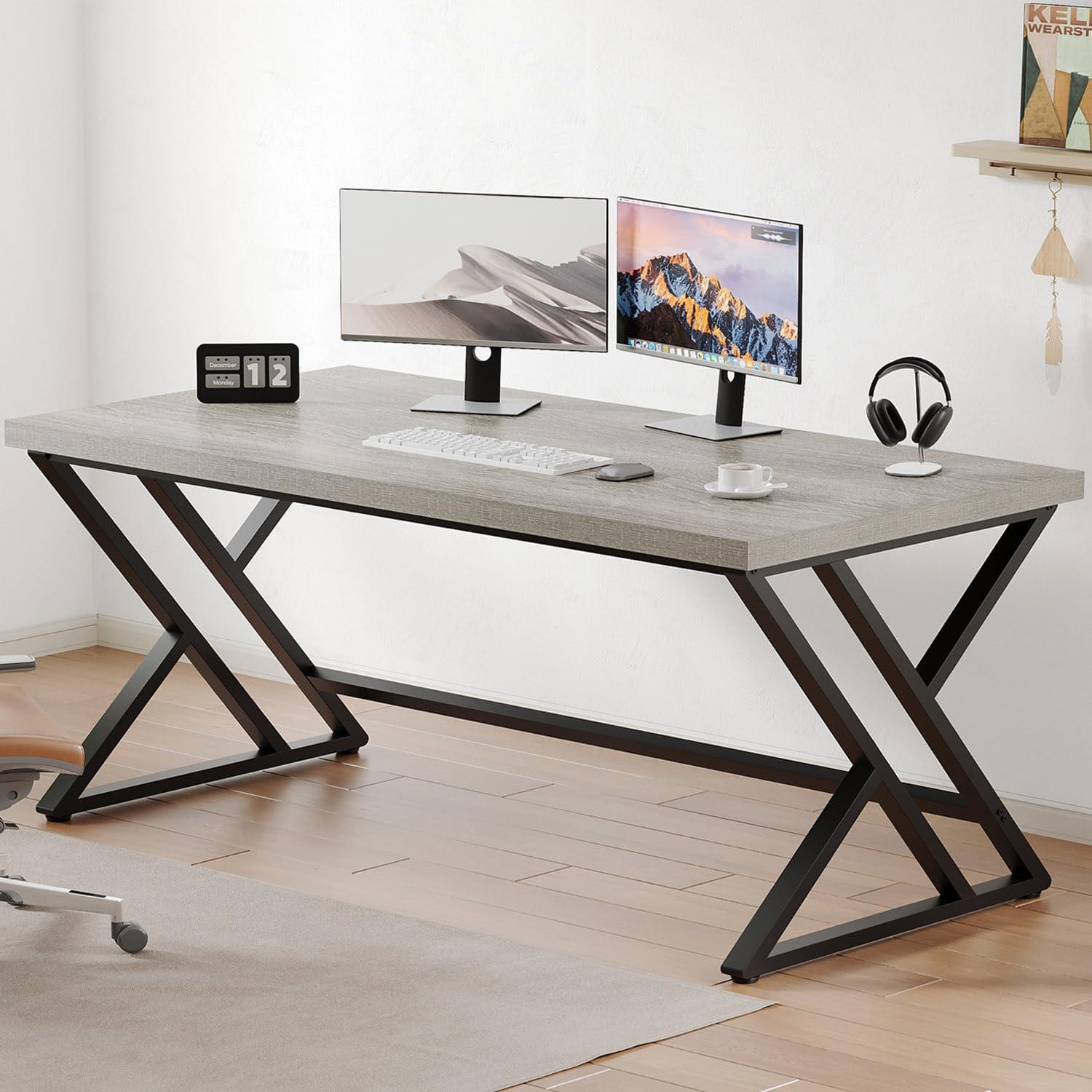 Schreibtisch Büro Computer Grau Holz modern Design
