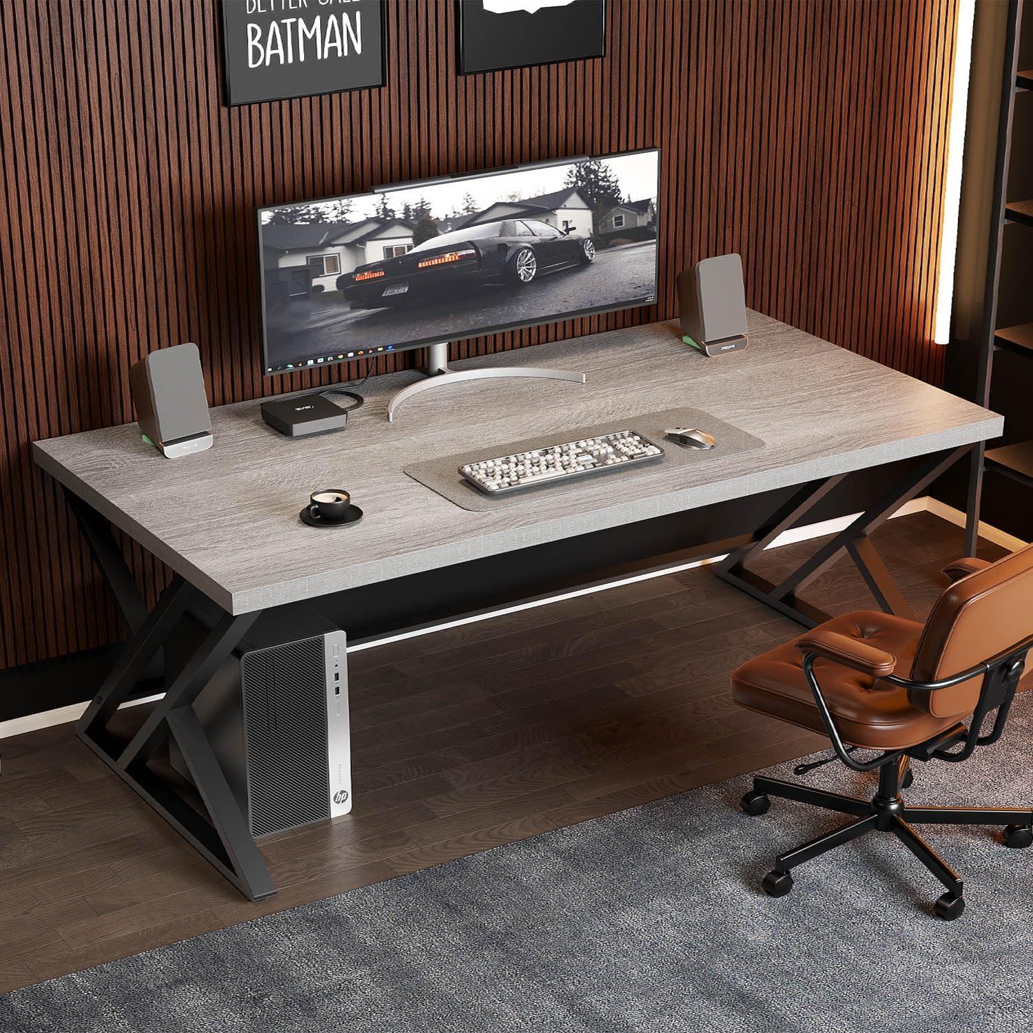 Schreibtisch Büro Computer Grau Holz modern Design