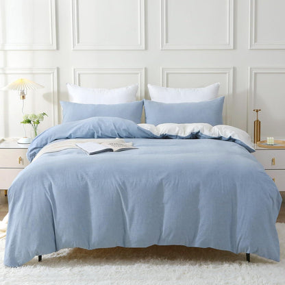 SOULFUL Bettwäsche 220x240 Baumwolle Stone Washed Leinen Optik