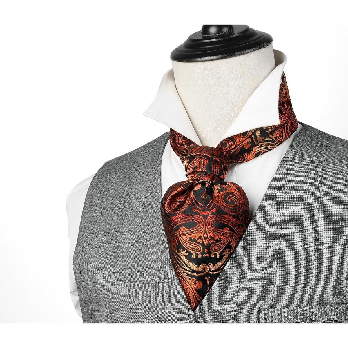 Ascot Krawattenschal & Einstecktuch Set Herren Gold Paisley