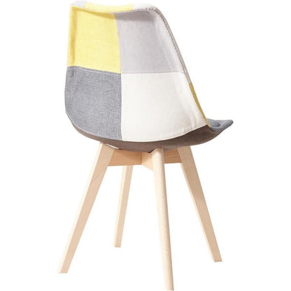 Patchwork Esszimmerstühle Set (8) – Gelb mit Sitzkissen