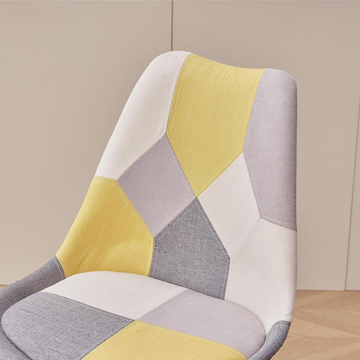 Patchwork Esszimmerstühle Set (6) – Gelb mit Sitzkissen