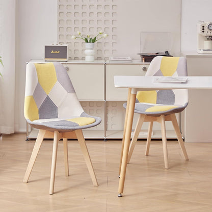 Patchwork Esszimmerstühle Set (Gelb) mit Sitzkissen