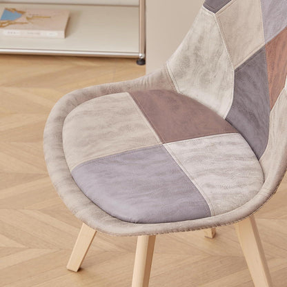 Patchwork Esszimmerstühle Set (6) – Hellbraun mit Kissen