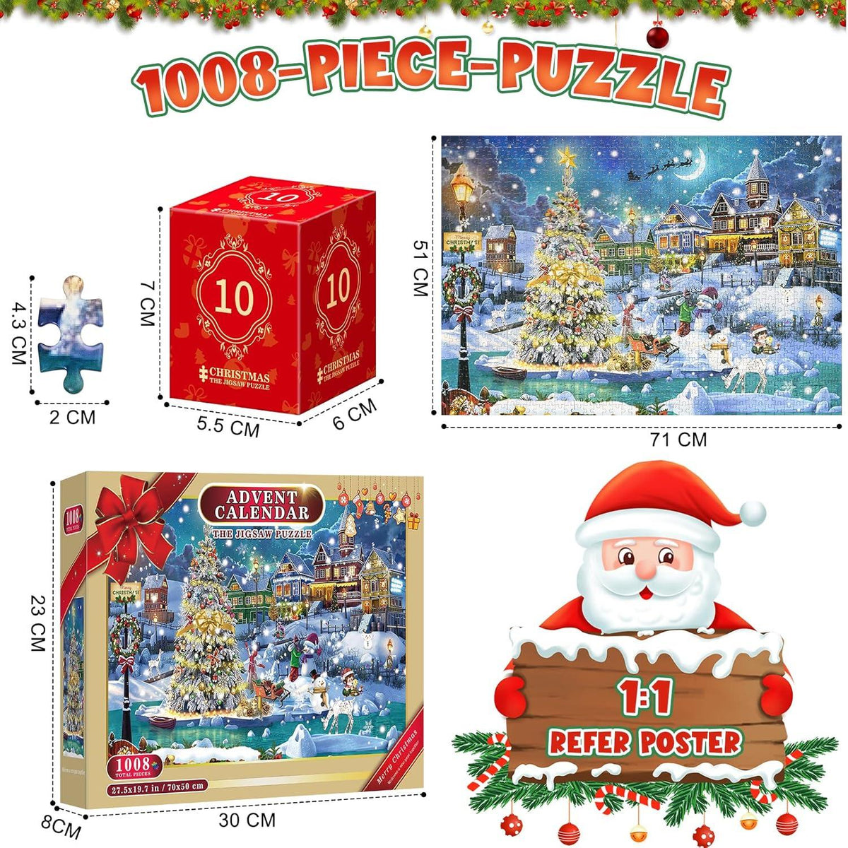 Weihnachtspuzzle 1008 Teile Erwachsene Adventskalender 2024