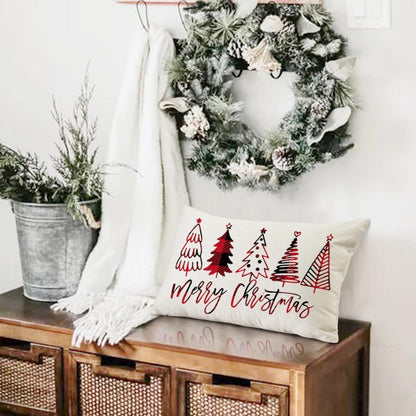 Weihnachten Kissenbezug 30x50 - 2er Set Leinen Deko