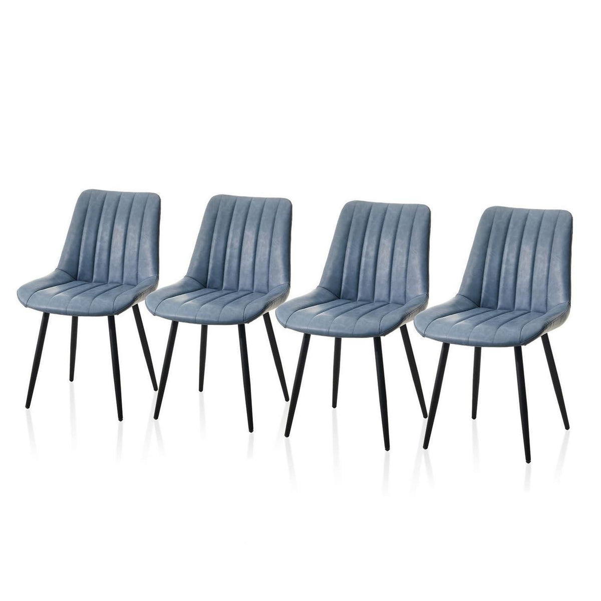 Esszimmerstühle Kunstleder 4er Set Blau mit Metallbeinen