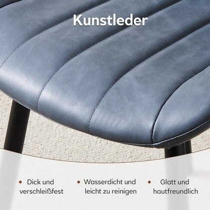 Esszimmerstühle Kunstleder 4er Set Blau mit Metallbeinen