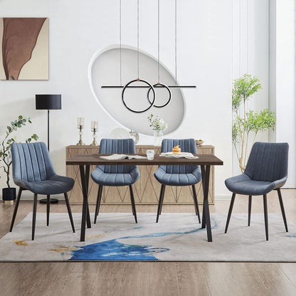 Esszimmerstühle Set 2 Blau, Bequeme Polsterstühle in Lederoptik