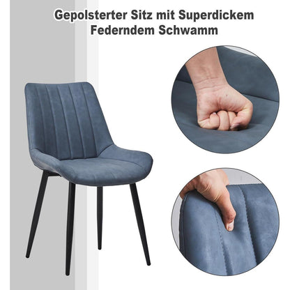 Esszimmerstühle Set 2 Blau, Bequeme Polsterstühle in Lederoptik