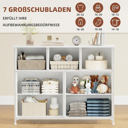 Somdot Kommode mit 7 Stoffschubladen, Weiß