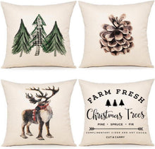 Weihnachtskissenbezug Leinen 40x40 4er Set für Sofa Schlafzimmer