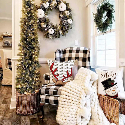 Kissenbezug Weihnachten 45x45 4er Set Leinen Deko Sofa Schlafzimmer