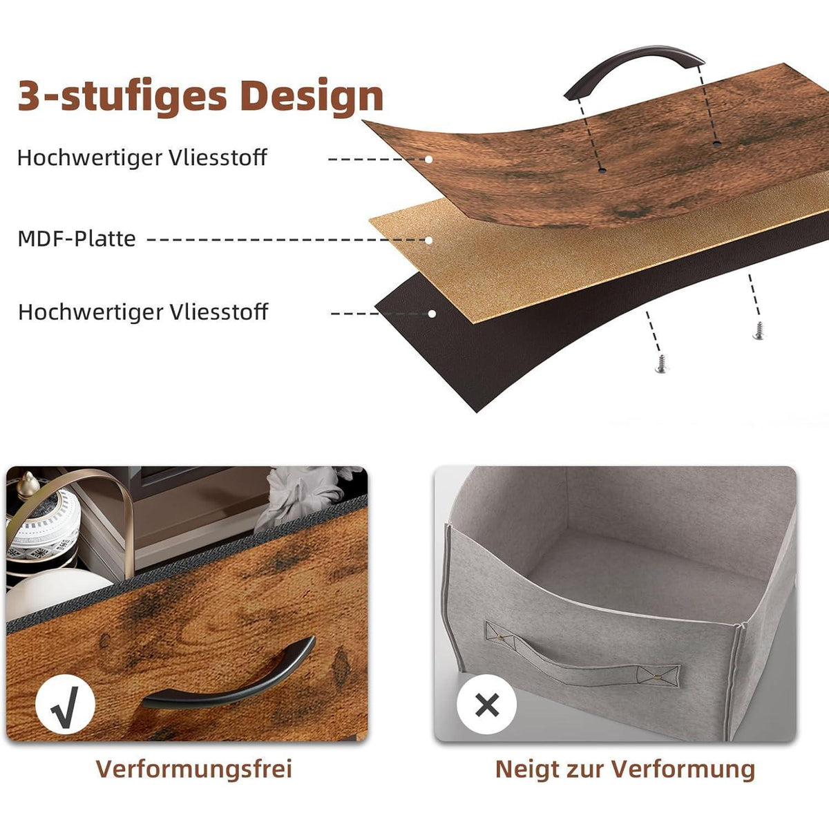 Kommode mit 9 Stoffschubladen – Schlafzimmer Organizer