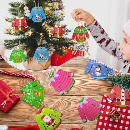 Weihnachtsbaumanhänger Holz Christbaum-Schmuck DIY Set 24 Stück