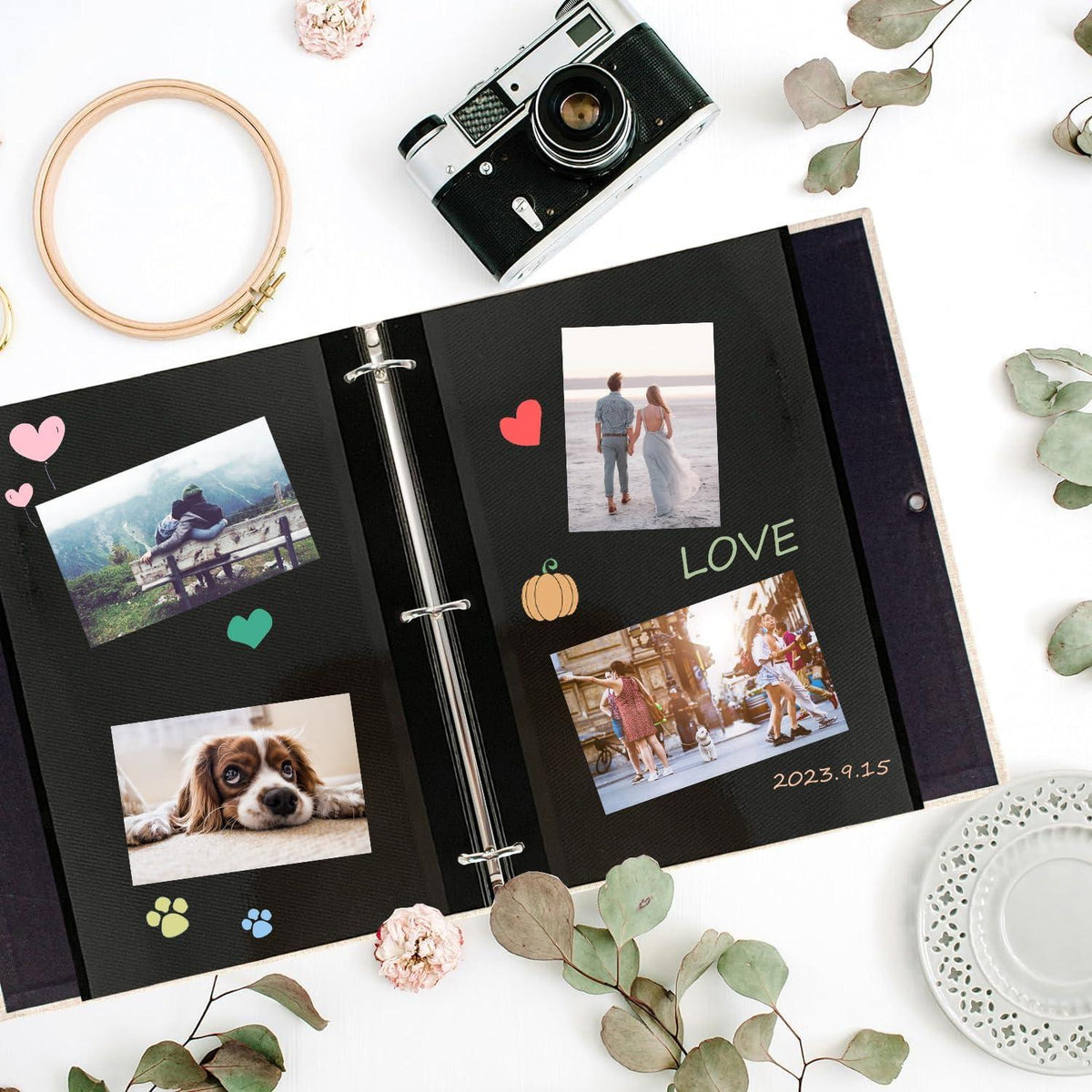 30er Pack Selbstklebende Nachfüllseiten für Leinen Fotoalben Schwarz