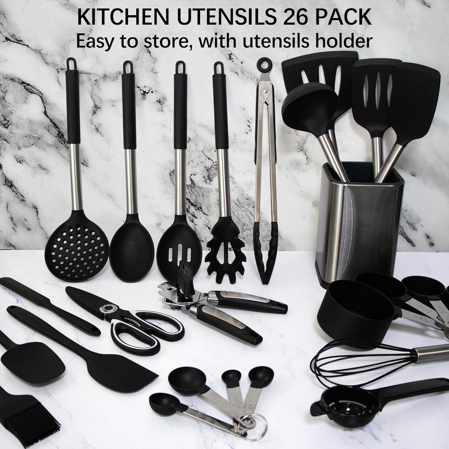 Küchenhelfer Set 26-teilig Silikon Kochutensilien Hitzebeständig