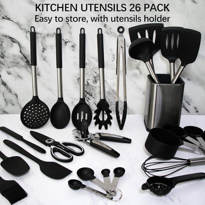 Küchenhelfer Set 26-teilig Silikon Kochutensilien Hitzebeständig