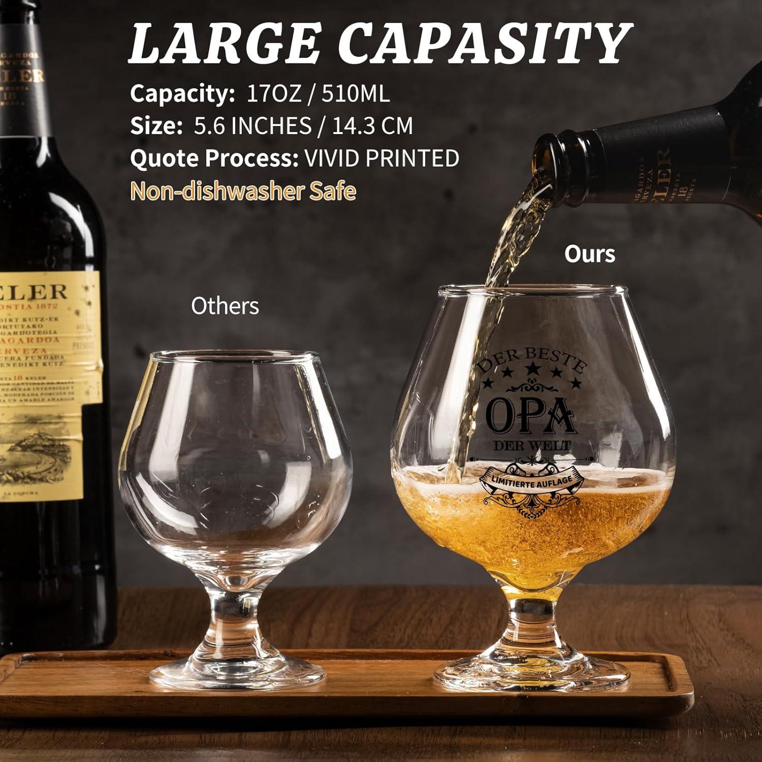 Opa Geschenk Bierkrug Glas Bambus Untersetzer 17OZ für