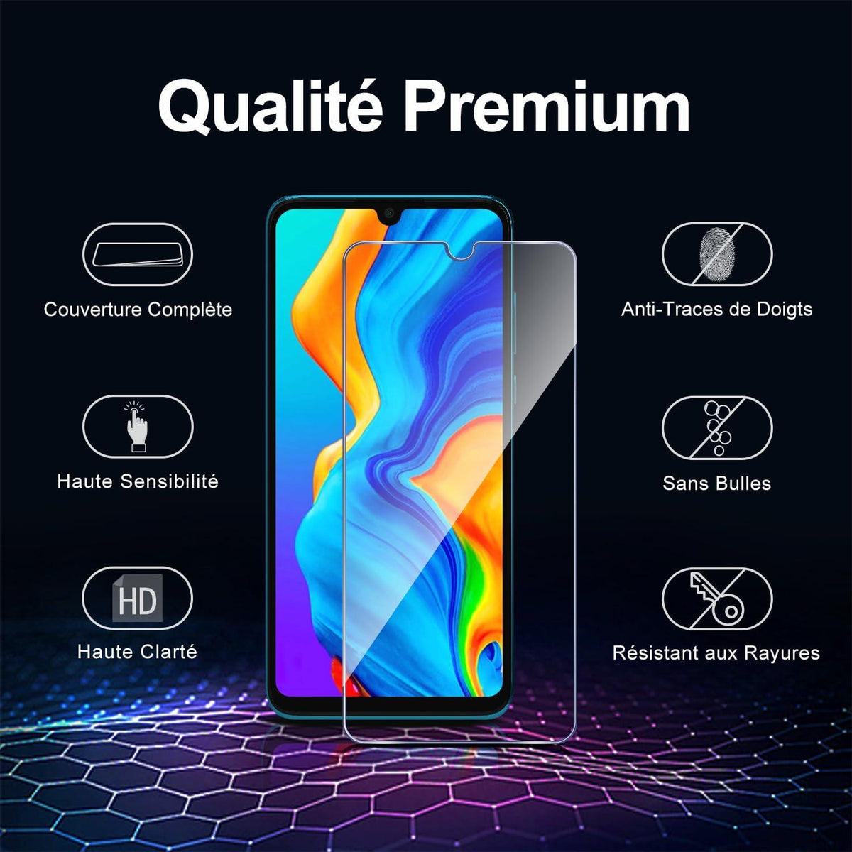 Panzer Schutz Glas 3 Stück für HUAWEI P30 Lite - Kratzfest, 9H
