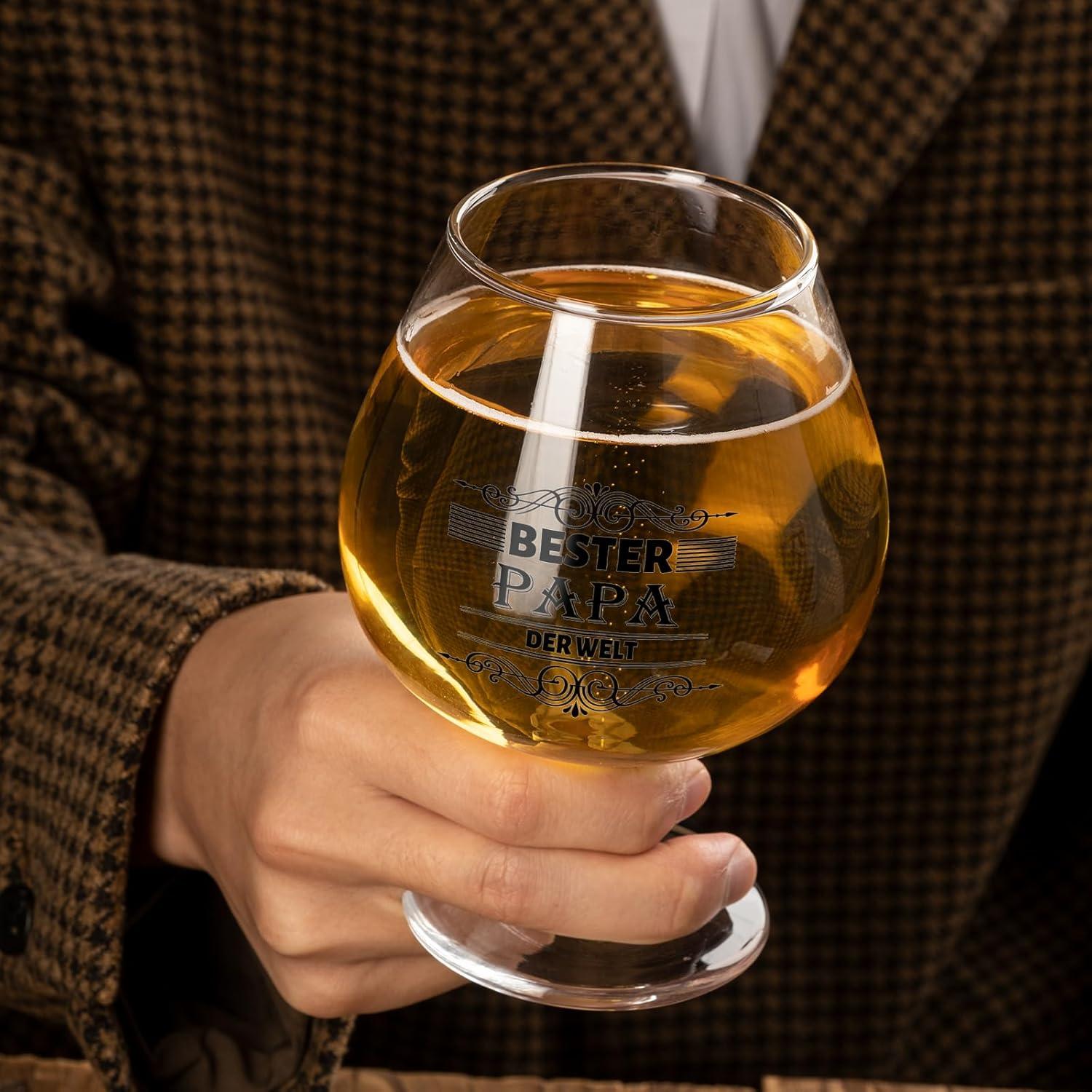 Weihnachtsgeschenk Bierkrug 17OZ Glas Bambus Untersetzer Papa Vater