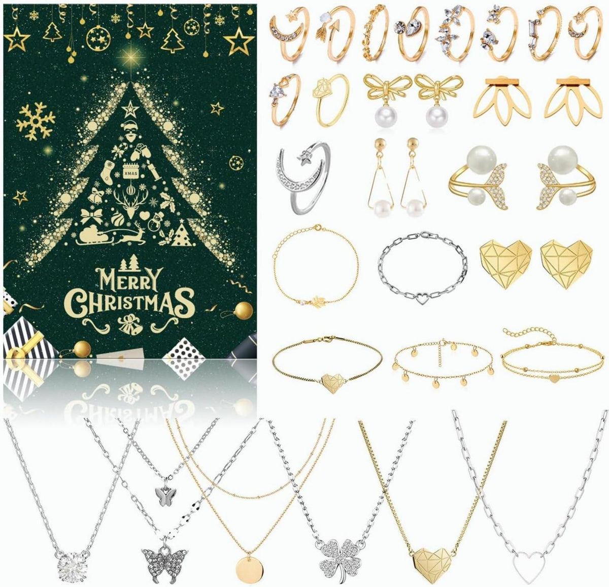 Schmuck Adventskalender 2024 für Frauen Mädchen 24 Überraschungen