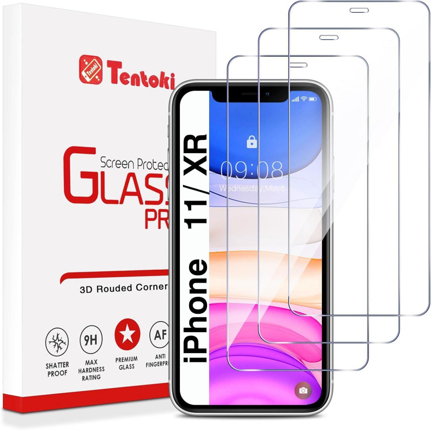 Panzer Schutz Glas für iPhone 11 XR, 3 Stück, 9H Härte, Transparent
