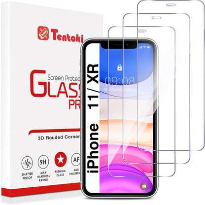 Panzer Schutz Glas für iPhone 11 XR, 3 Stück, 9H Härte, Transparent