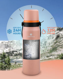 Thermoskanne Edelstahl 1,2L Rosa Isolierflasche 24H Kalt 12H