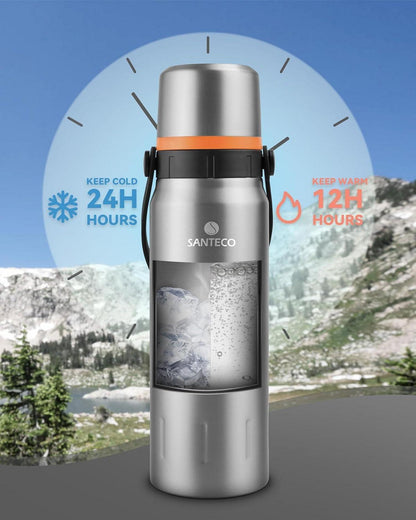 SANTECO Thermoskanne Edelstahl 1,2L - Auslaufsicher