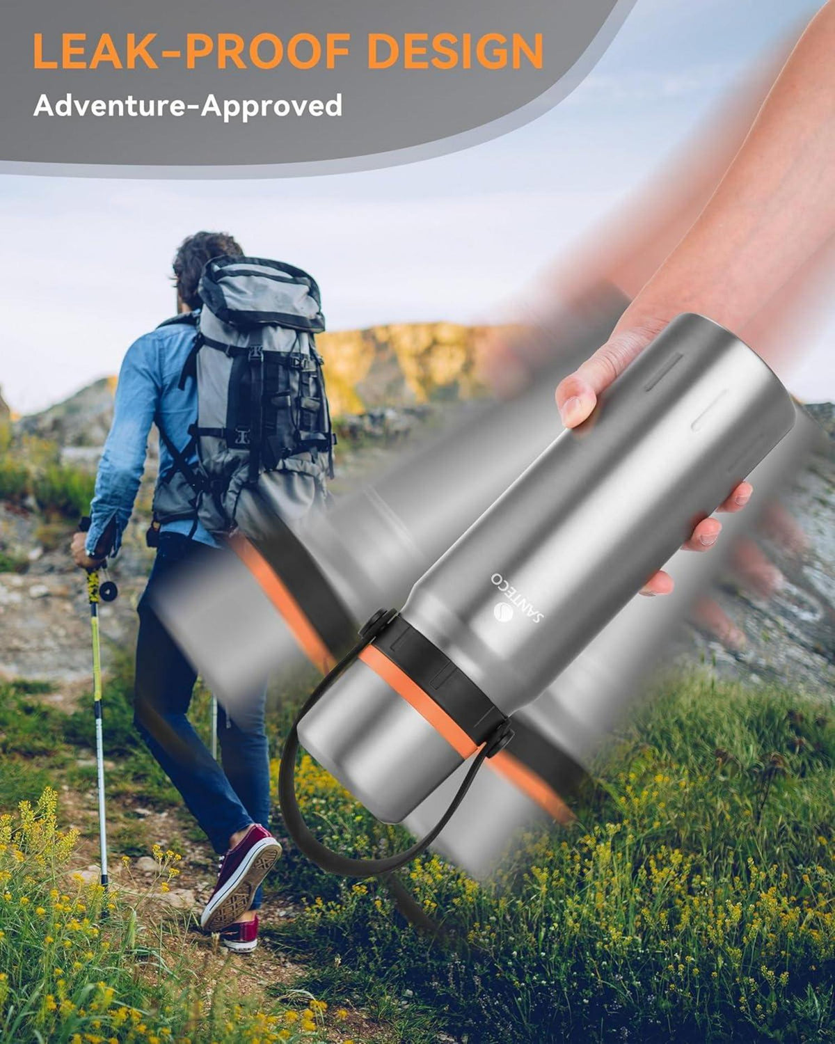 Thermoskanne Edelstahl 1,2L Auslaufsicher Trinkbecher BPA-frei