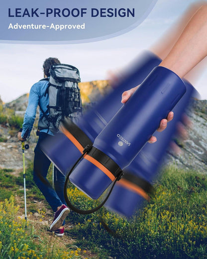 Thermoskanne Edelstahl Isolierflasche 1,2L Auslaufsicher Trinkbecher Blau