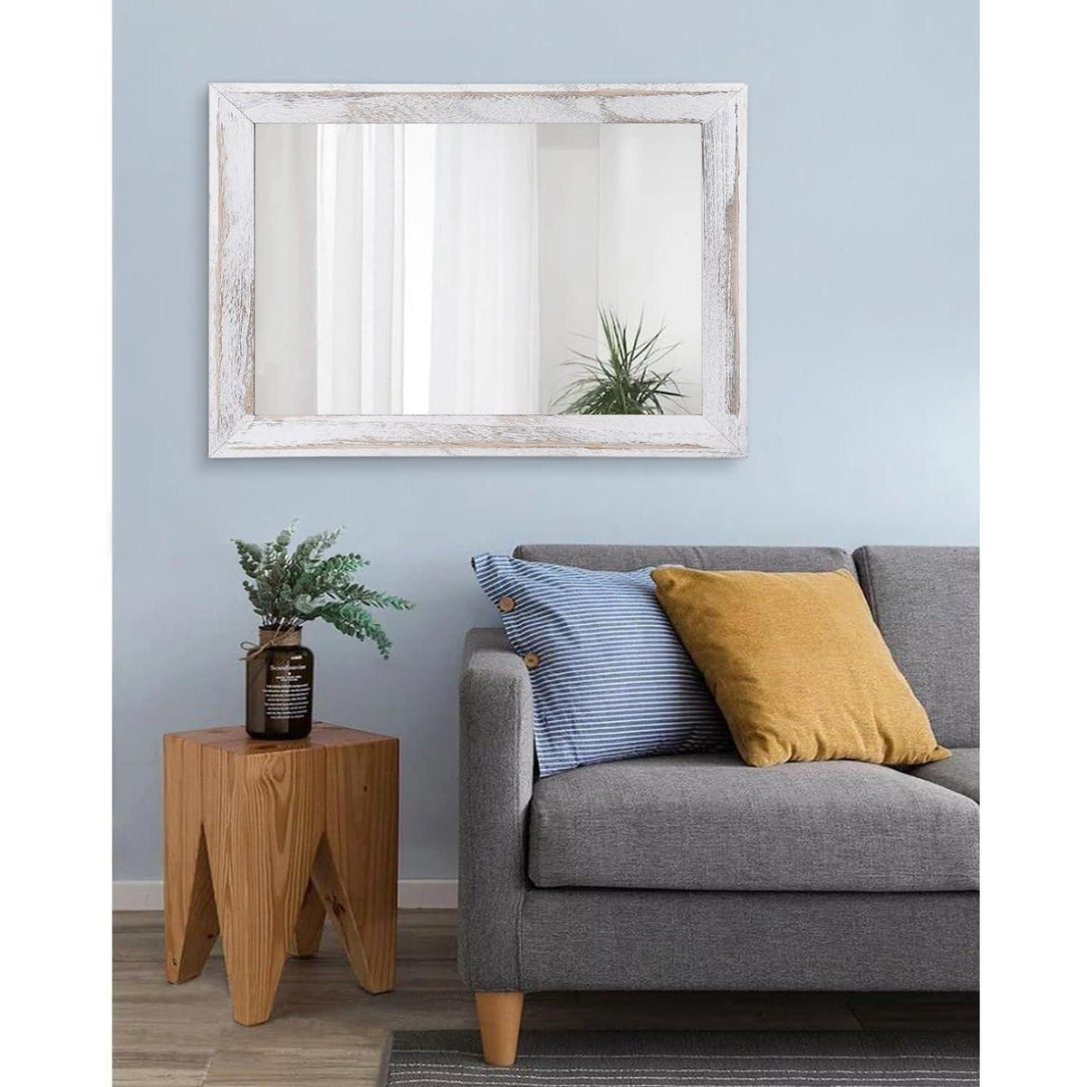 Großer Wandspiegel 70x50cm rustikales Holzdekor