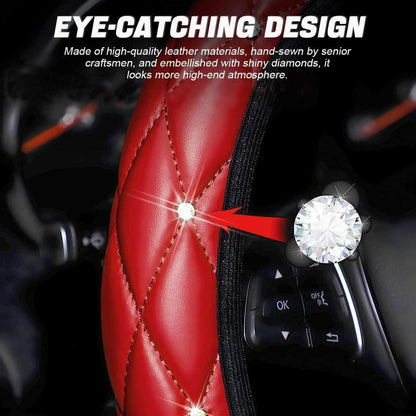 Lenkradhülle Glitzer Leder 37-38cm – Rot | Auto Zubehör Geschenk
